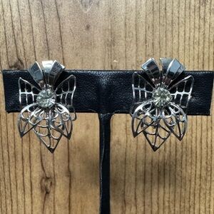 Bugbee & Niles BN Vintage Screw Back Earrings with Clear Rhinestone Accents
